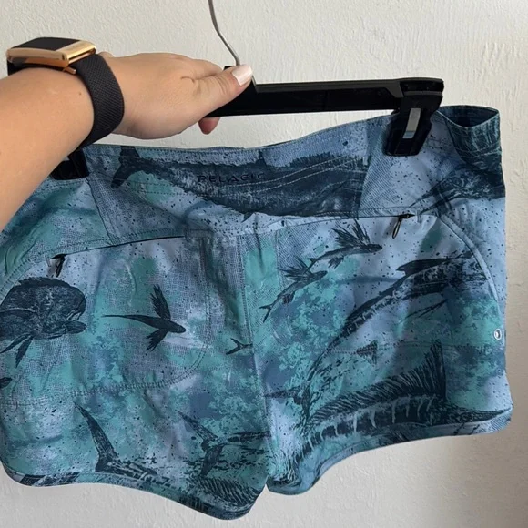 Women's Blue Patterned Shorts - Picture 3 of 3